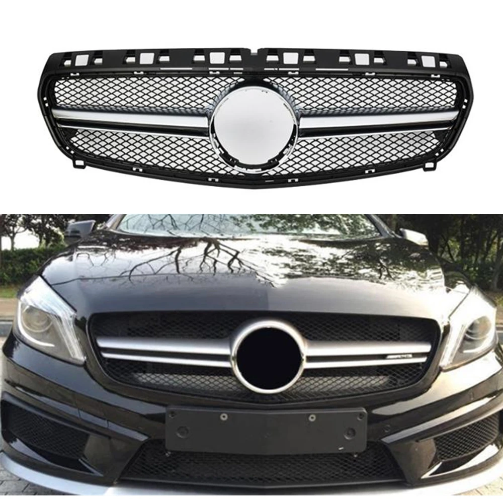 

Grill For Mercedes Benz W176 A Class 2013-2015 A180 A200 A250 A45 AMG Style Silver/Black Front Grille Upper Bumper Hood Mesh Kit