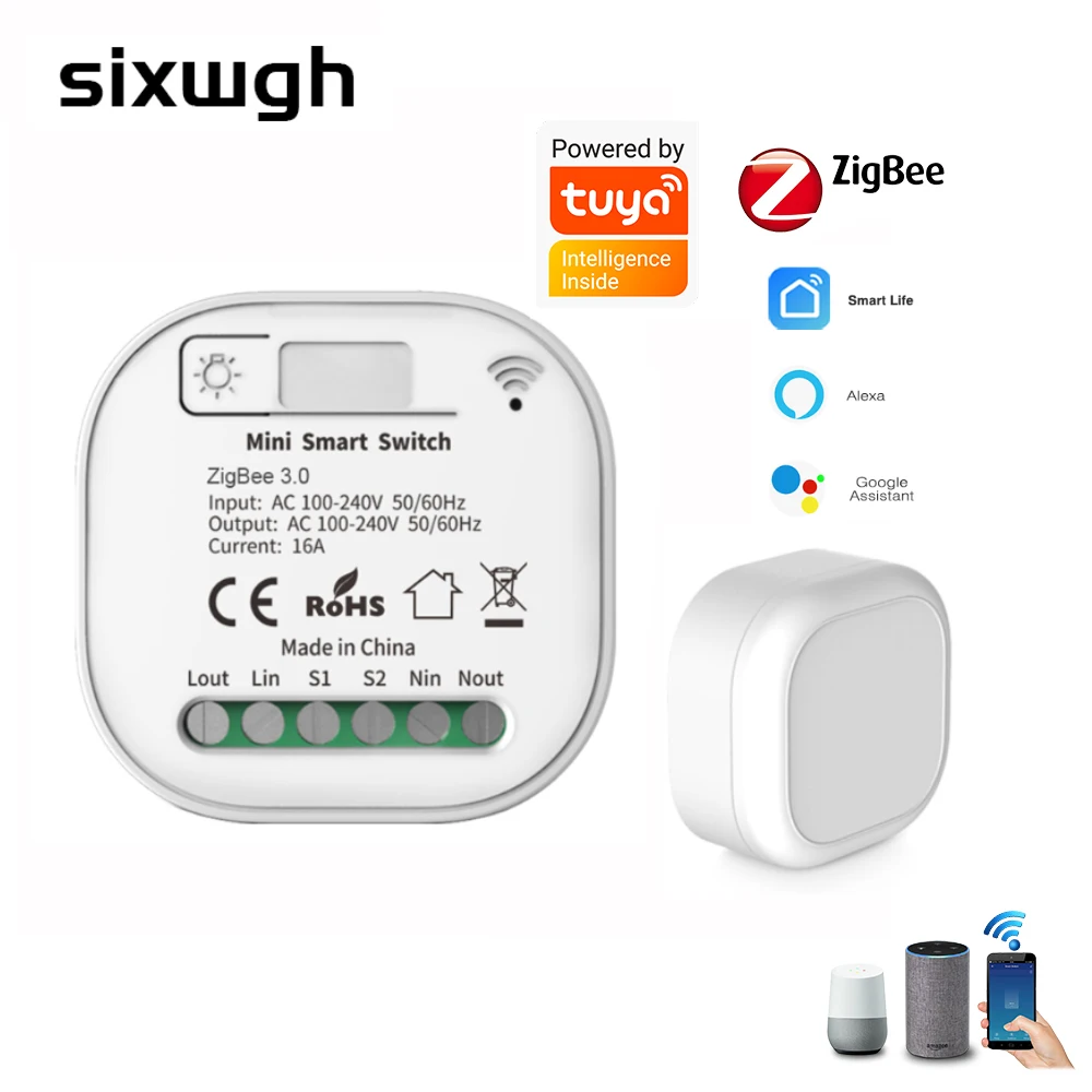 SIXWGH Tuya Zigbee Switch Smart Home Automation Breaker Smart Life App Remote Control Timer DIY Switch Support Google Home Alexa