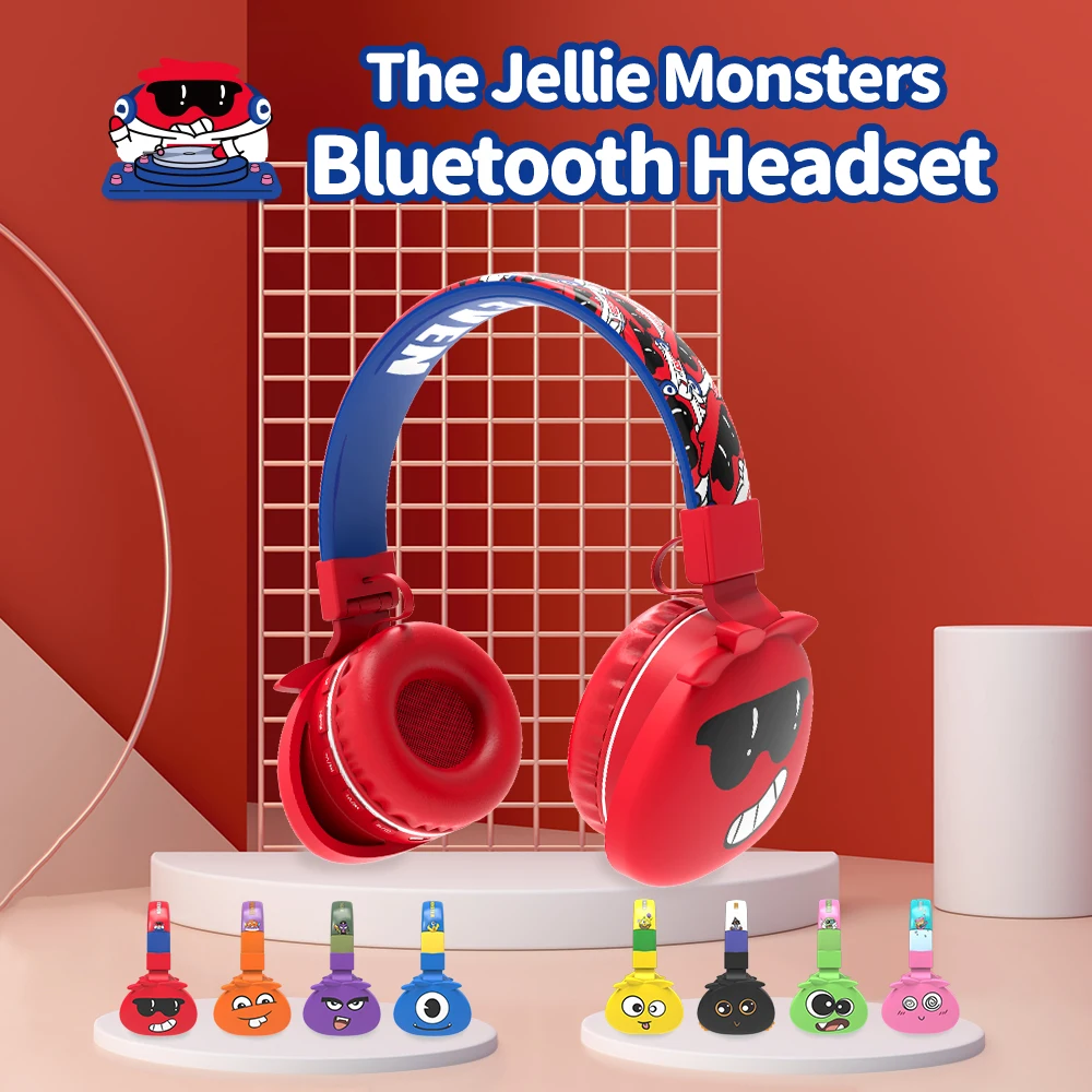 Wireless headphones Cute Monsters Kids Headset Bluetooth 5.0 support SD Card Audio Cable Children's earphone for Boy Girl Gift