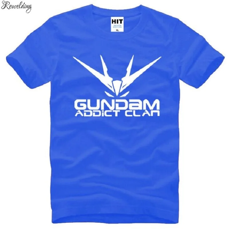 New Summer Style Gundam Addict Clan Printed T Shirts Men Short Sleeve Cotton O-Neck Anime Gundam Men\'s T-shirt Cartoon Tee Shirt