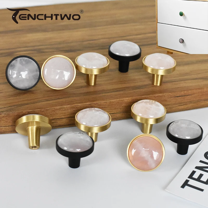 Natural Stone Brass Golden Furniture Handle Drawer Pulls Cupboard Knobs Kitchen Wardrobe Dresser Cabinet Knobs Bathroom Handle