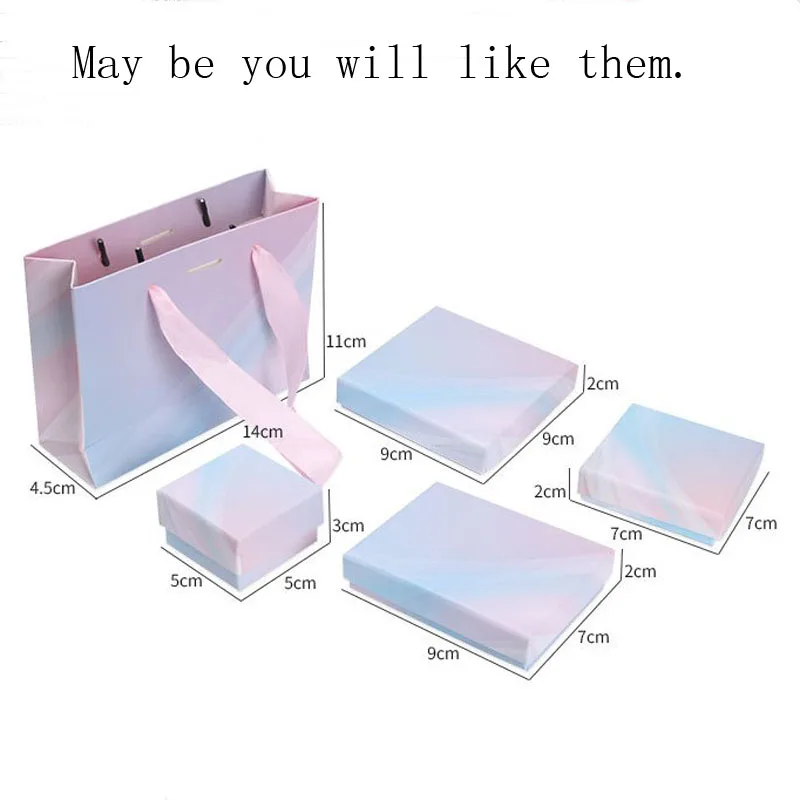 New Jewelry Set Box 30pcs/lot Gradient 4 Size Ring Necklace Display Boxes 900Hard Paper Pendant Carrying Box With White Sponge