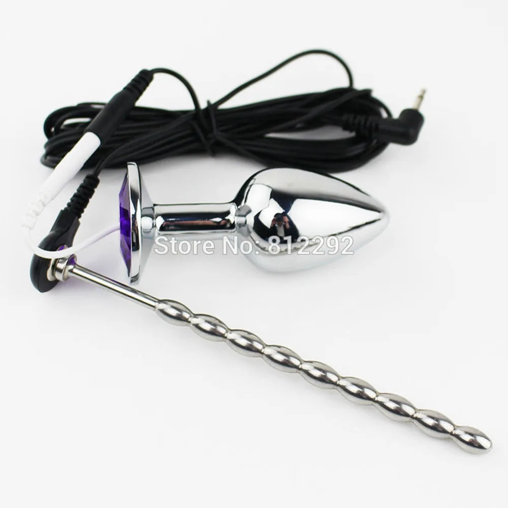 Electro Penis Stimulator Ring & Anal Plug Sex Toys For Men Electric Shock Medical Themed Ring Toys Accessories Urethral Plug