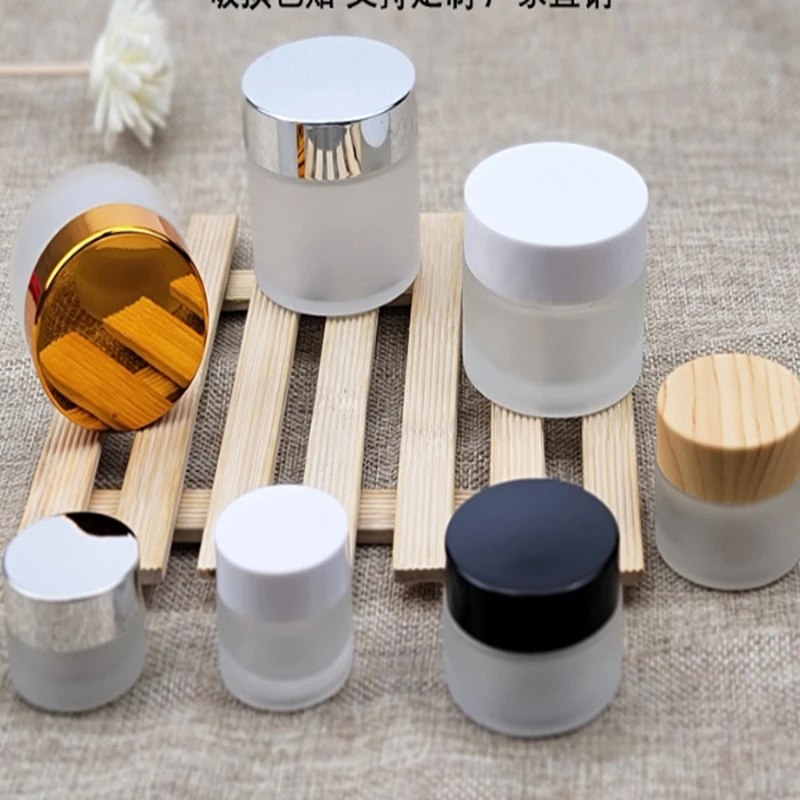 

5g 10g 15g 20g 30g 50g Empty Frost Glass Cream Jar with Lids Cap Bottle Cosmetic Container