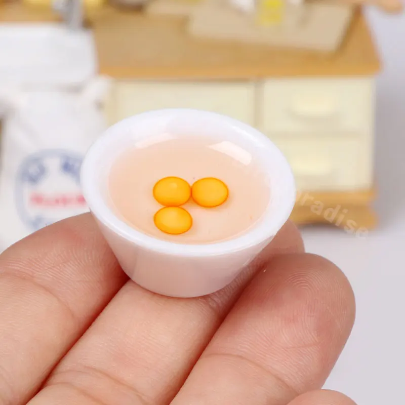 Miniature Food Model Toys Mini Rolling Pin Egg Bowl Flour Bag Pretend Play Kitchen Accessories For Barbie Doll 1/12 Dollhouse