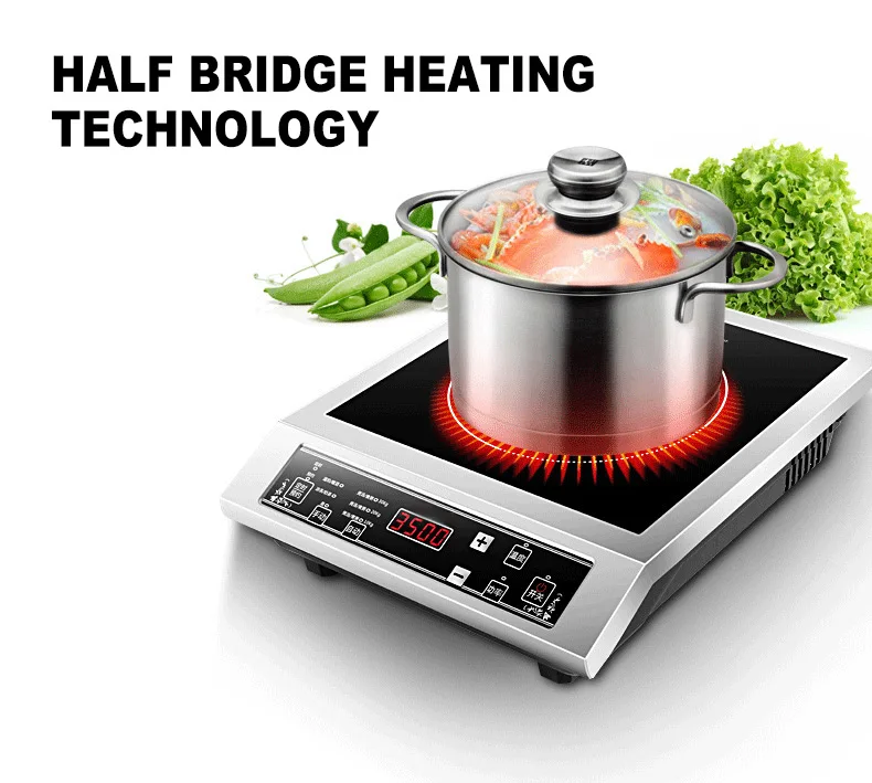 Household Induction Cooker Electric Hob Stove Panel Stir-fried Stove Cooking Unit Hot Pot Soup Furnace 3500W Cooker Induction