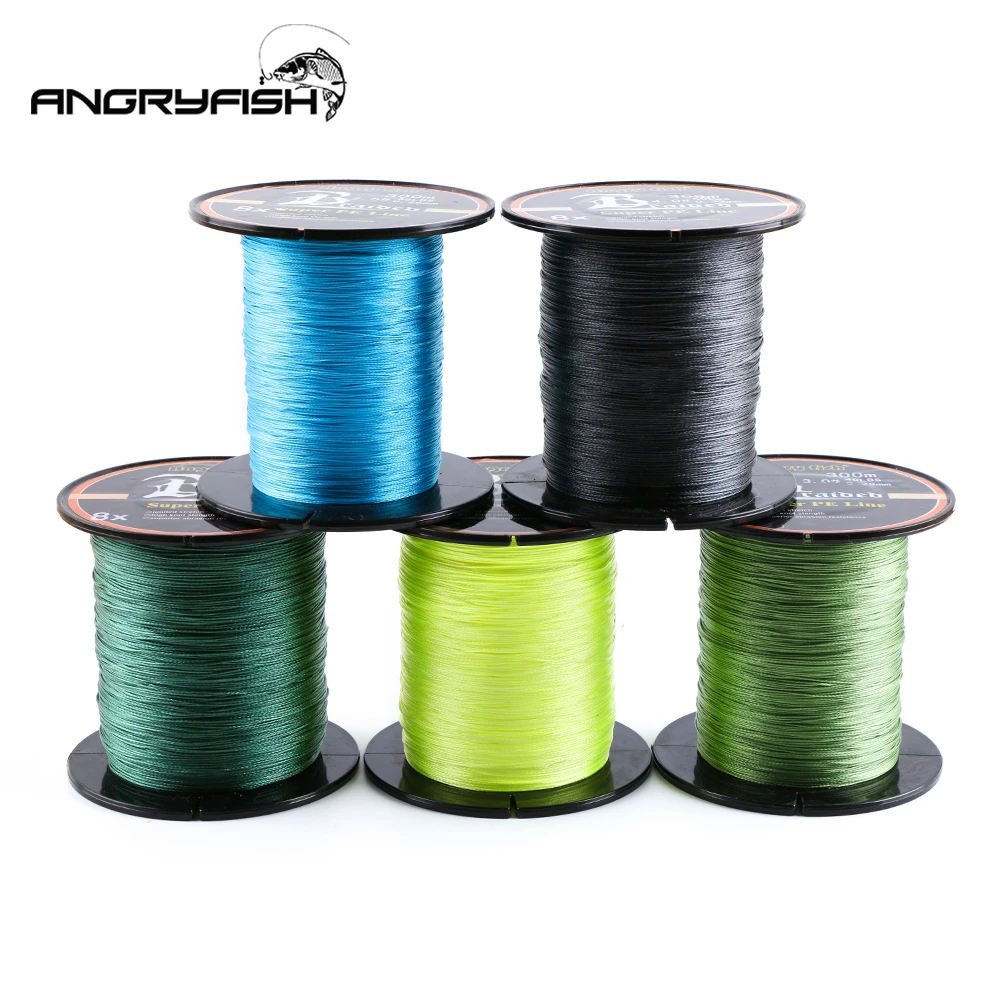 Angryfish 300 Meters 8 Strands Braided Fishing Line High endurance 8 Colors Super PE Line