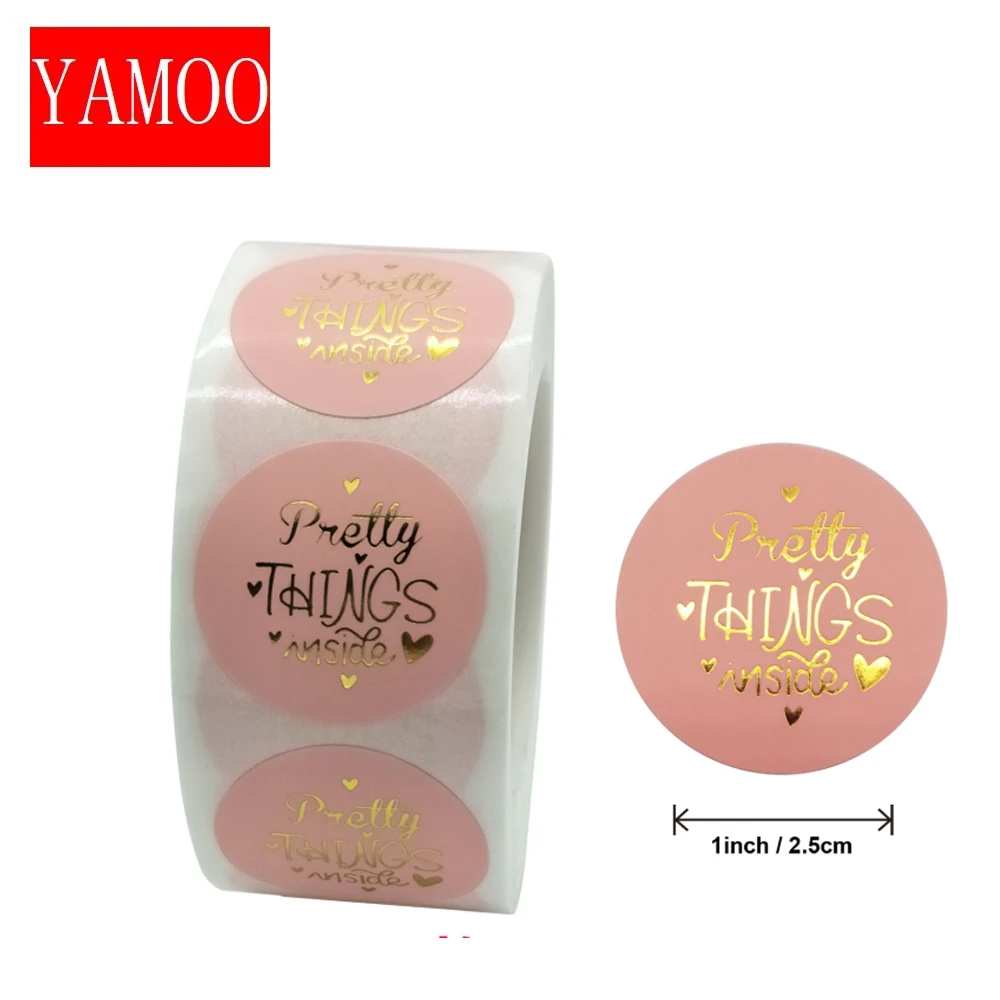 Round "Pretty Gift" Self-Adhesive Sticker Sealing Label Roll Packaging Decoration Handmade Stationery 50-500pcs