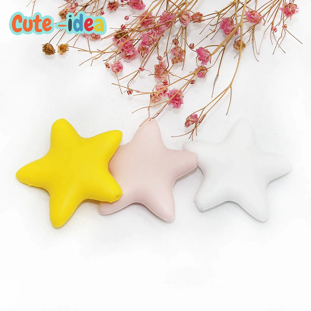 Cute-idea Star Silicone Beads 10pcs Food Grade Baby Teething Teethers DIY infant Nursing Pacifier Chain Necklace toy Accessories