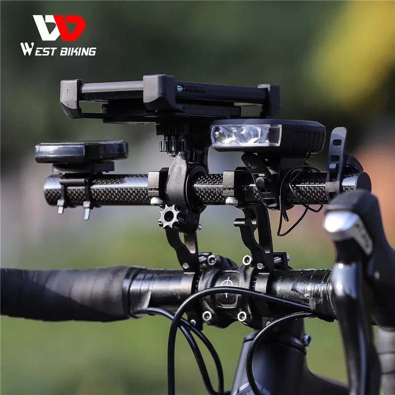 WEST BIKING Bicycle Carbon Handlebar Extender 18-35 mm Alloy Cycling Headlight Computer Phone Bracket Holder Bicycle Accessories