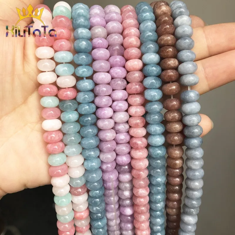 5*8mm Natural Stone Beads Round Morganite Angelite Rondelle Beads For Jewelry Making DIY Bracelet Ear Studs Accessories 15inches