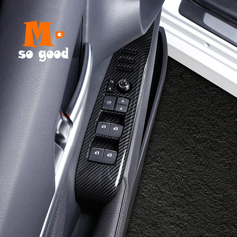 2018 2019 Car Interior Accessories Lift Control Switch Panel Cover Trim ABS Carbon Fiber Car Door Window Glass for Toyota Camry