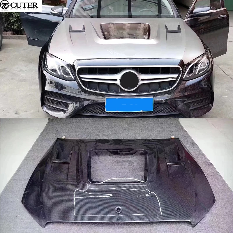 W213 Carbon Fiber Frp Transparent Engine Hood Bonnet for Benz W213 E300 E63 Car Body Kit 15-19