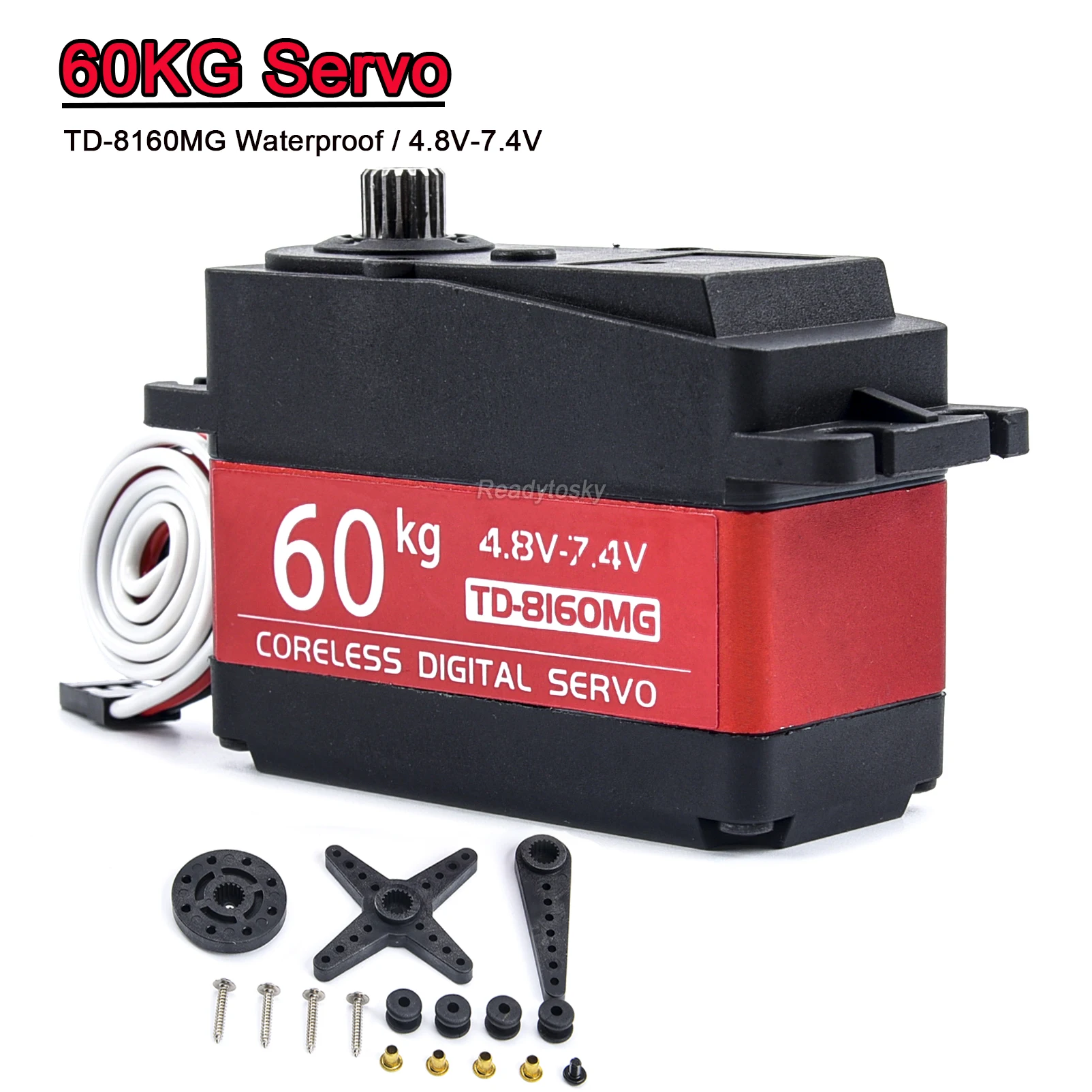 

New Waterproof 60kg 180 / 270 Degree High Torque TD-8160MG Coreless Servo Digital Servo Mental Gear for RC servo Car RC Robot