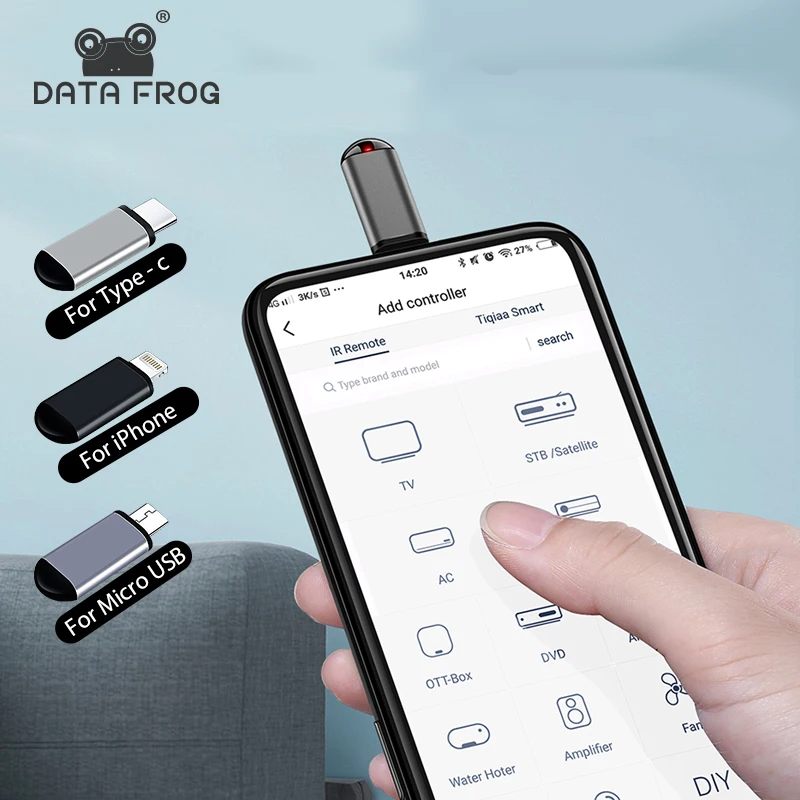 DATA FROG Type-C Mini IR Remote Controller Adapter for Android Smart Phone Infrared Universal Control For Air Conditioner/TV/STB