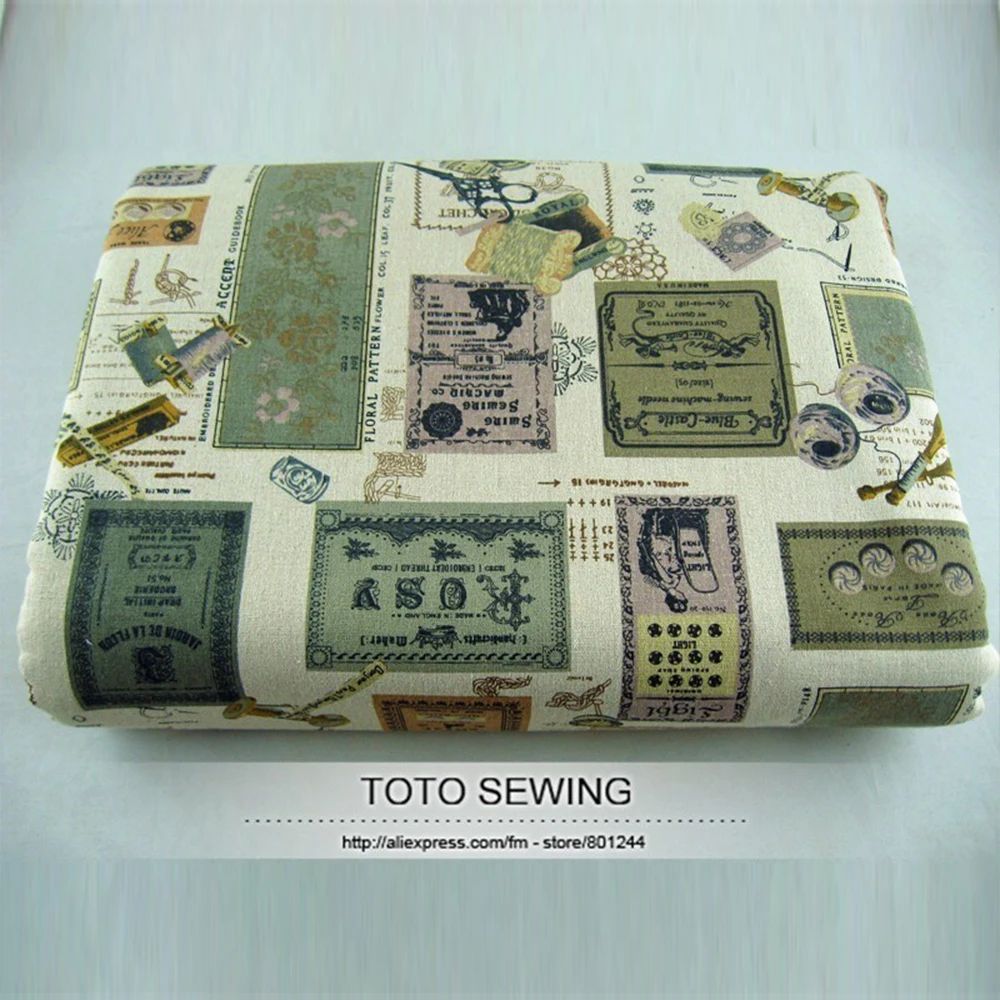 

Vintage classic stamps Printed linen cotton fabrics patchwork, 140cm*100cm ,Free Shipping,T20131301,totosewing