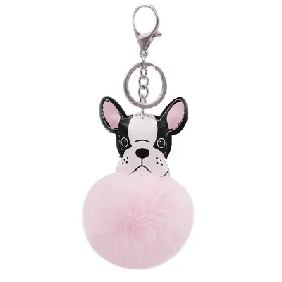 New Bulldog Plush Bag Keychain Cute Puppy Hairball Car Keychain Pendant Jewelry