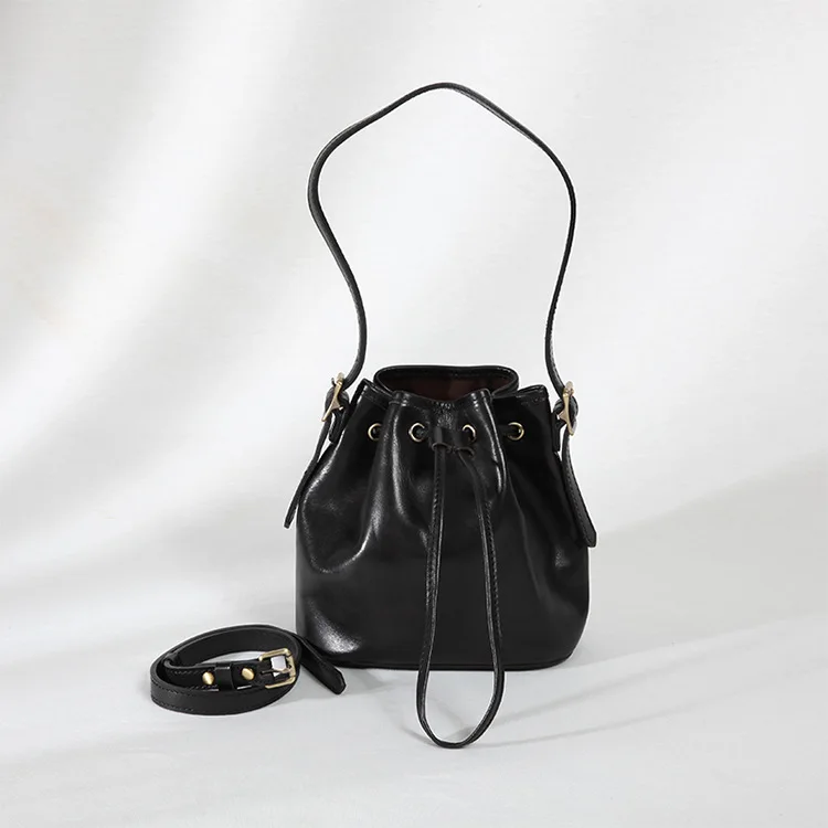 2020 Genuine leather handmade small bucket bag crossbody bags high quality