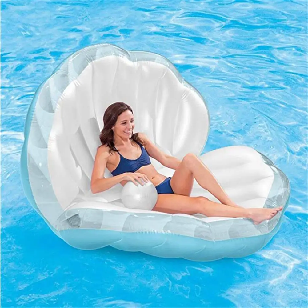 160*130*130cm Big Sea Shell Pearl Floating Bed Set Iatable Swimming Pool Float Water Floating Row Cushion For Beach Pool Sea