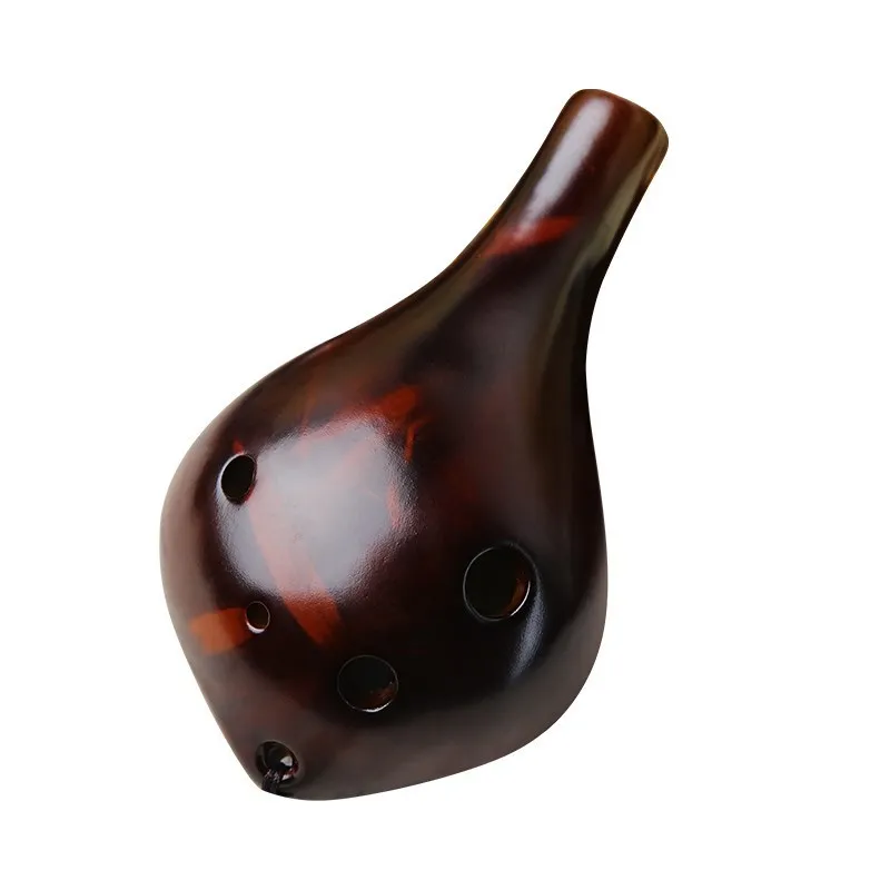 Smoked Ocarina 6 Hole Small Ocarina Alto C Tone Beginner Ocarina Tourist Souvenir Teaching Ocarina Ceramic Pendant