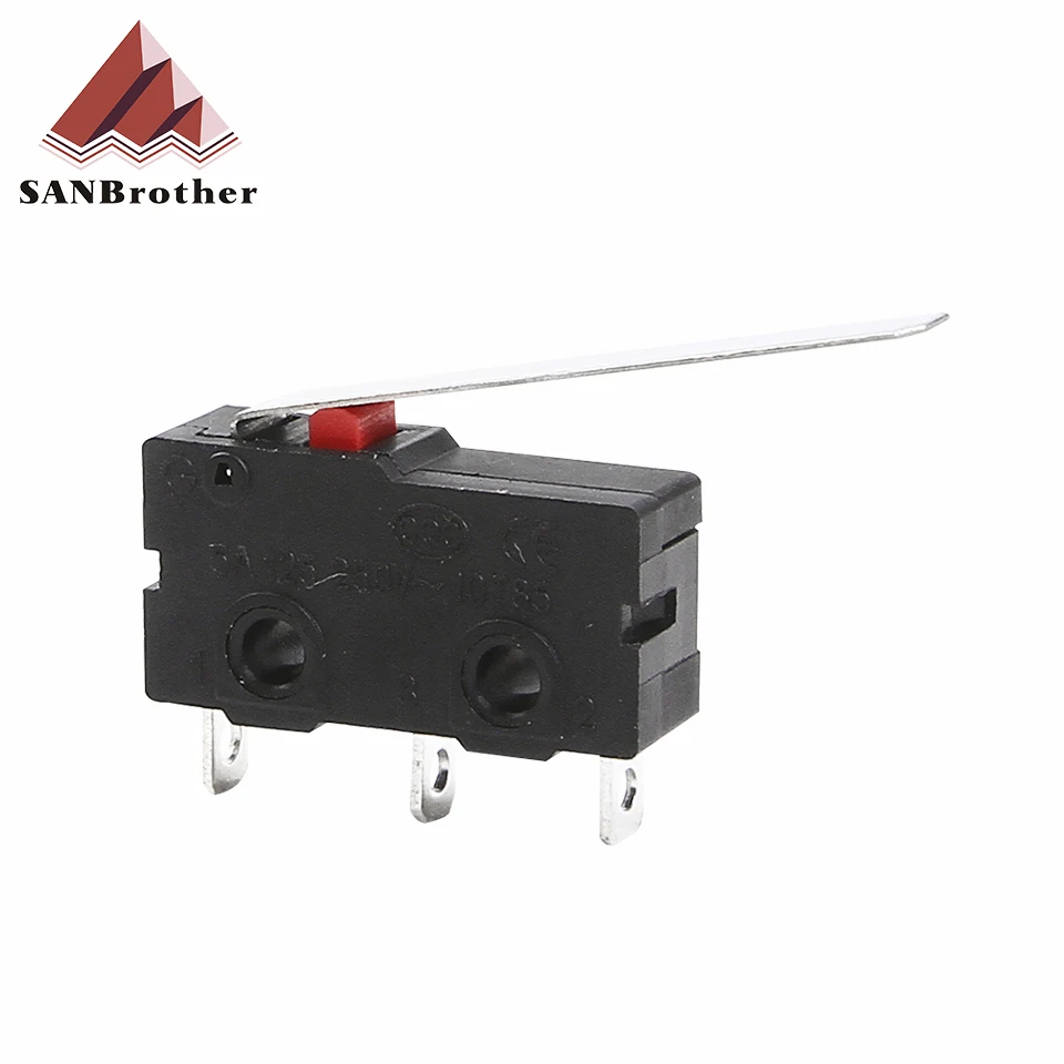 5Pcs Mini Micro Limit Switch NO NC 3 Pins PCB Terminals SPDT 5A 125V 250V 29mm Roller Arc lever Snap Action Push Microswitches