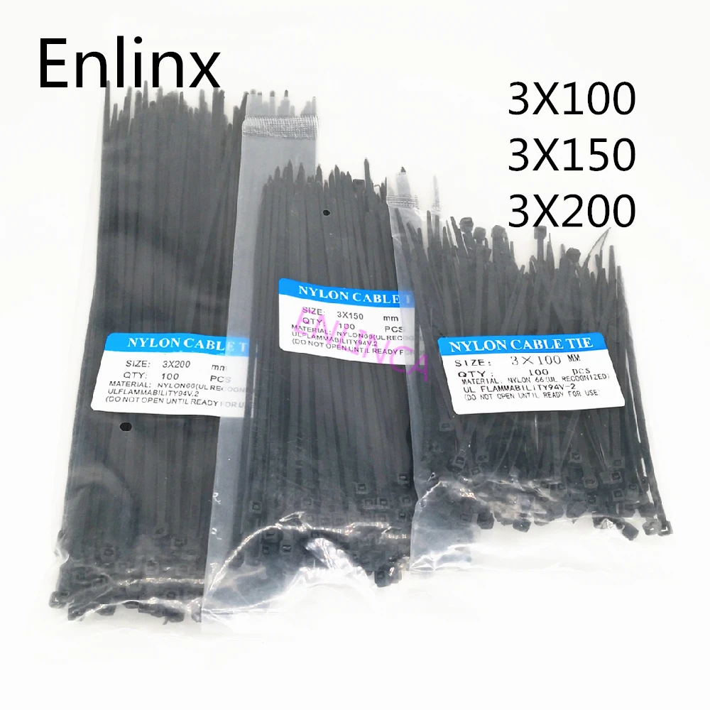 

300Pcs Nylon Cable Self-locking Plastic Wire Zip Ties Set 3*100 3*150 3*200 MRO & Industrial Supply Fasteners & Hardware Cable