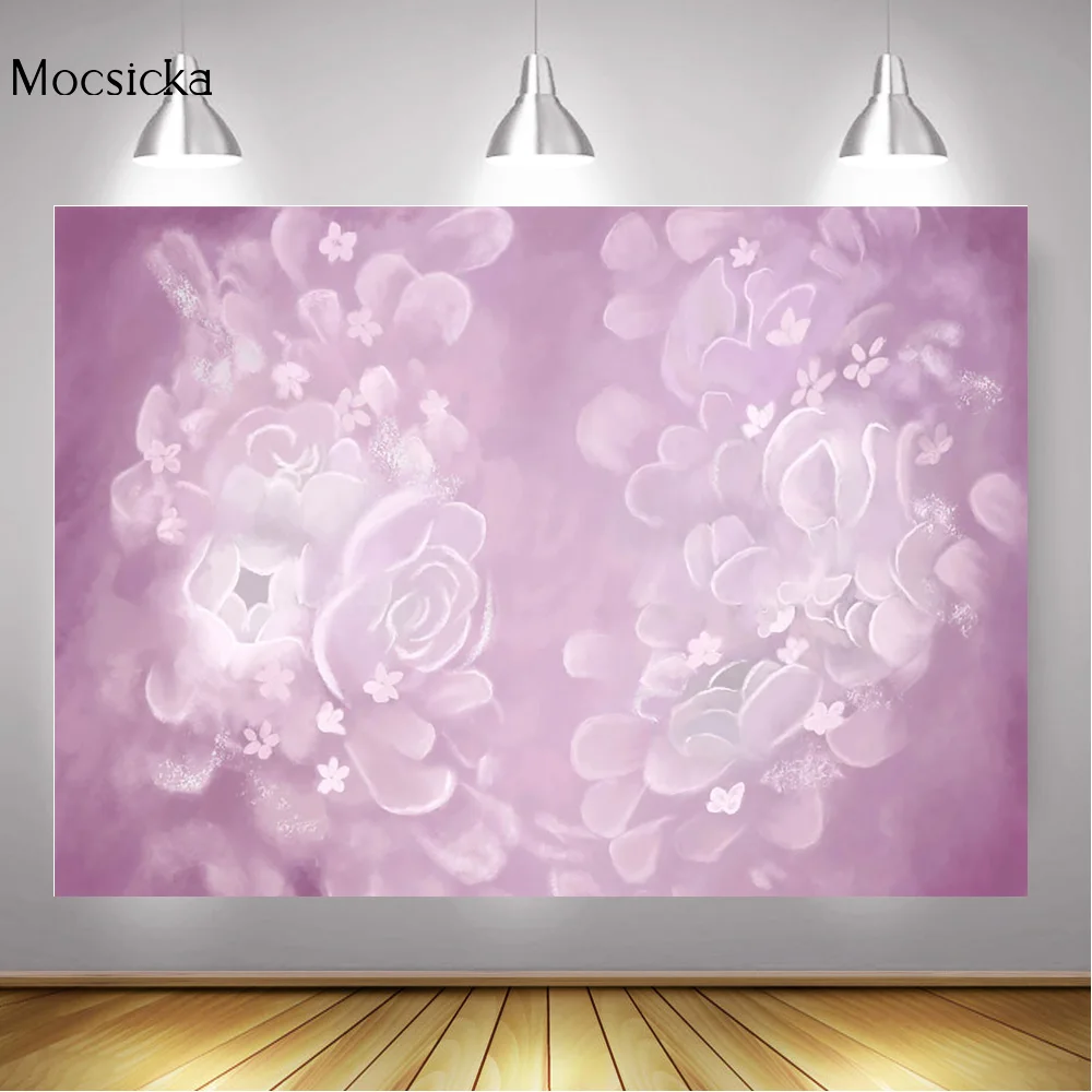 Newborn Kids Birthday Portrait Photography Background Floral Pregnant Woman Baby Shower Art Backdrop Flowers Hand Painted