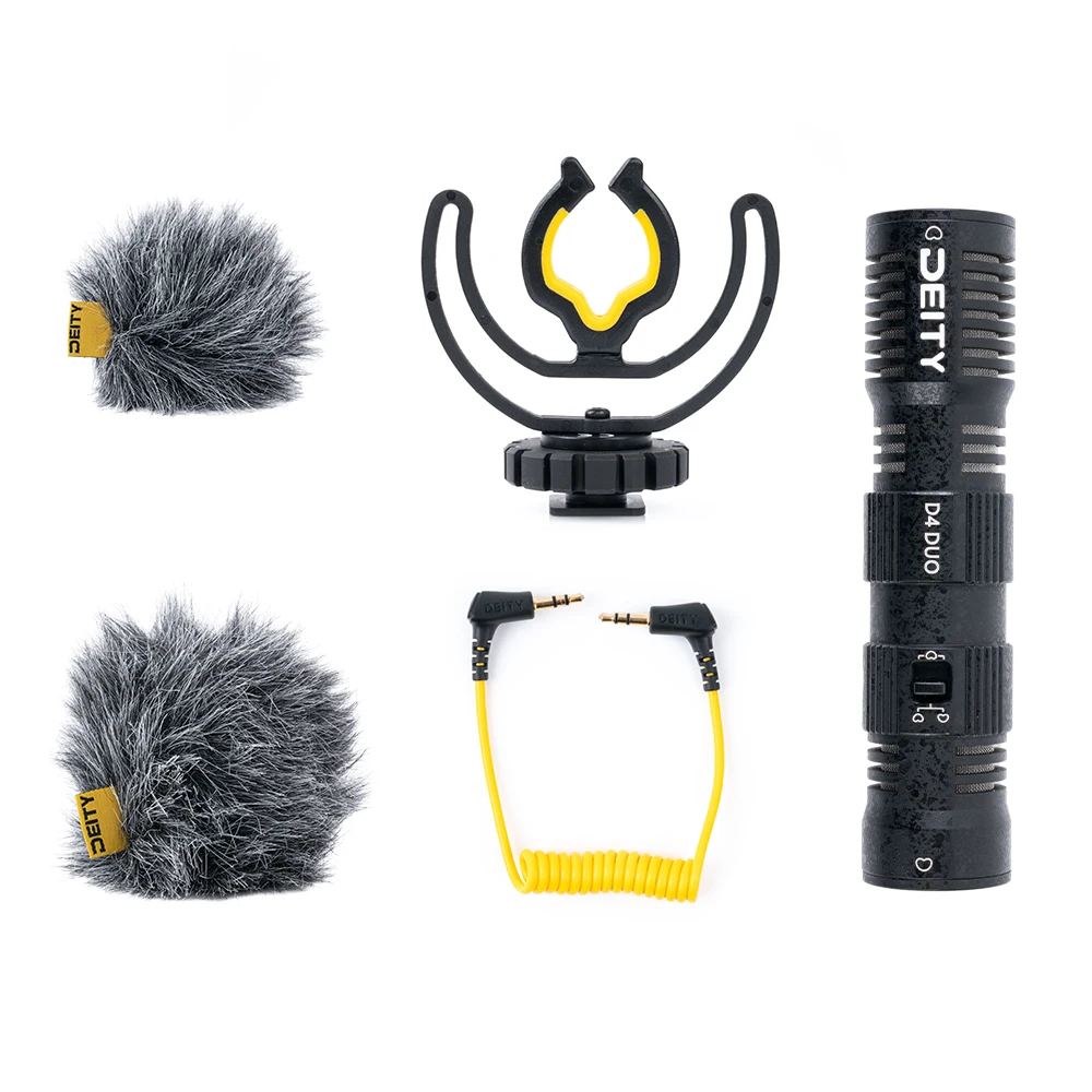 New Deity V-Mic D4 Duo Video Microphone Dual Cardioid Microphone 1/4 3/8 Cold Shoe Mount Mini Voice Recorder Mic for DSLR Camera