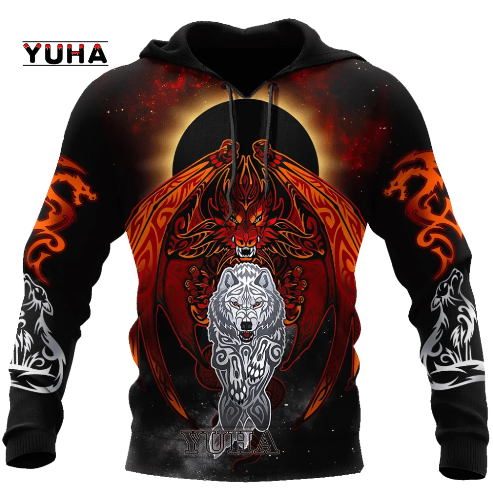 

Brand fashion hoodie men's wolf 3D Gulf print men's hoodie unisex pullover casual sweater oversized coat sweatshirt sportswear