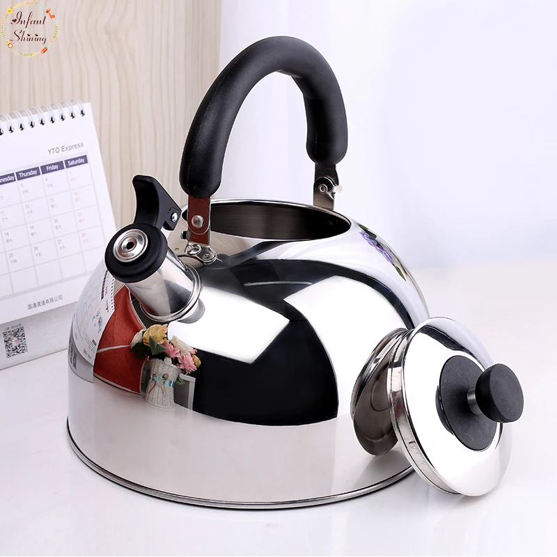 

304 Stainless Steel Household Gas Kettle Whistle Teapot Electromagnetic Oven Gas Stove Heat Kettle 3L 4L 5L