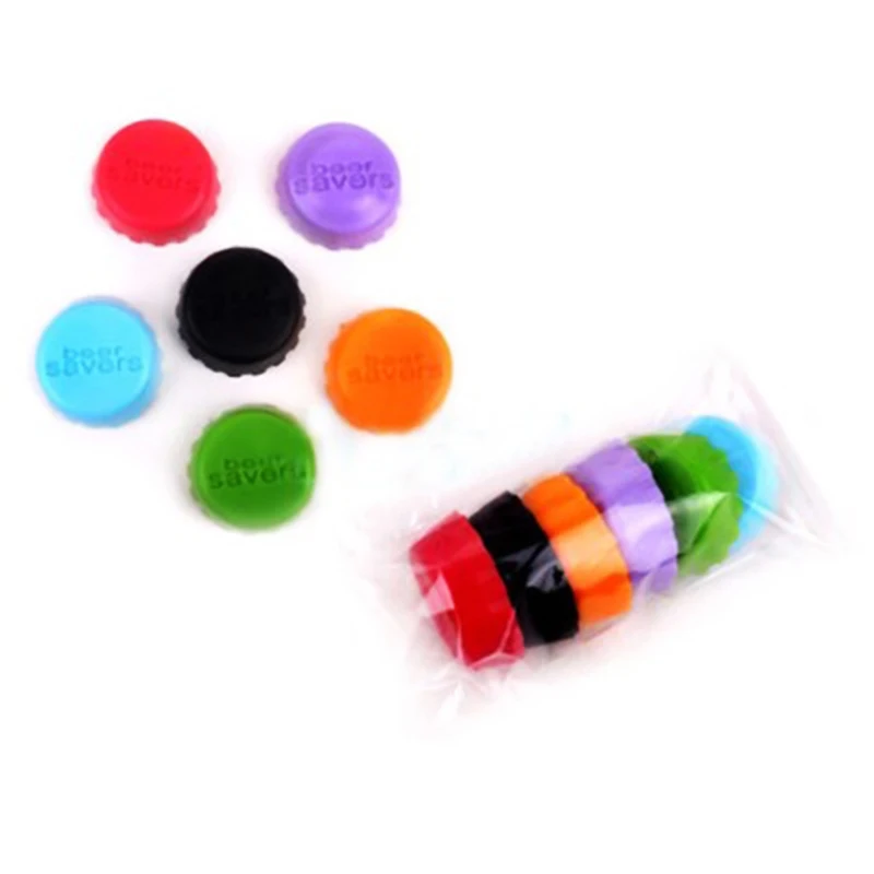 Colorido Silicone Beer Bottle Cap, Beverage Bottle Sealer Cover, Prático Stopper Cover, 6 Pcs Set
