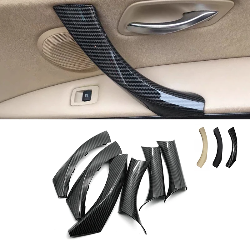 

For BMW 3 Series E90 E91 316 318 320 325 328i 2004-2012 Car Interior Carbon Texture Door Armrest Handle Pull Frame Cover Trim