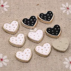 50 pz 11x12mm cuore bianco/nero bottoni flatback casa giardino artigianato Cabochon Scrapbooking accessori fai da te