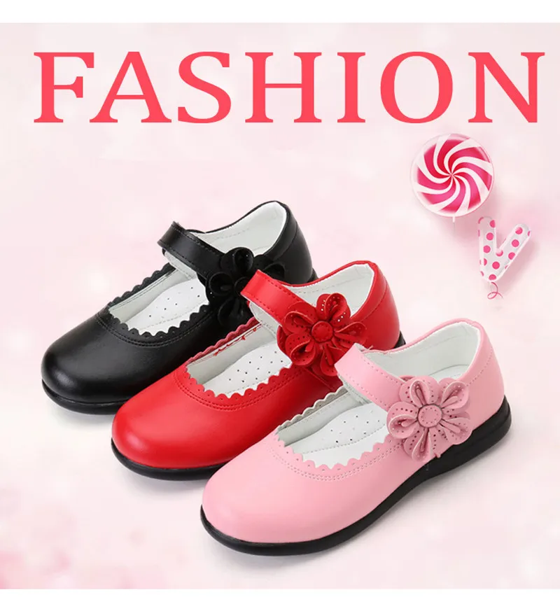 Red pink White Black Childrens Girls Leather Shoes Girls Princess Shoes kids school student Dress Shoes 4 5 6 7 8 9 10 11 12-15T