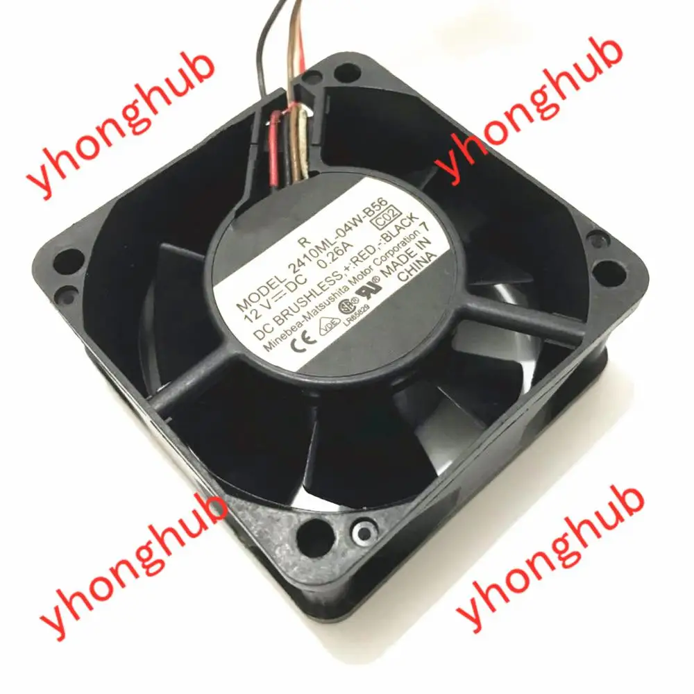 

NMB-MAT 2410ML-04W-B56 C02 C03 DC 12V 0.26A 60x60x25mm 4-wire Server Cooling Fan