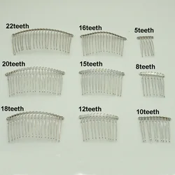 20PCS Various Sizes Silver Plain Twisted Wires Metal Comb for DIY Bridal Taira Crown Hair accessories Lead Free Nickle Free