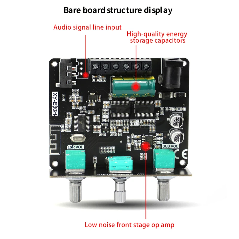 Bluetooth5.1 Digital Audio Amplifier Module 15WX2+30W 2.1channel Hifi Stereo High And Low Tone Subwoofer Power Amplifier Board