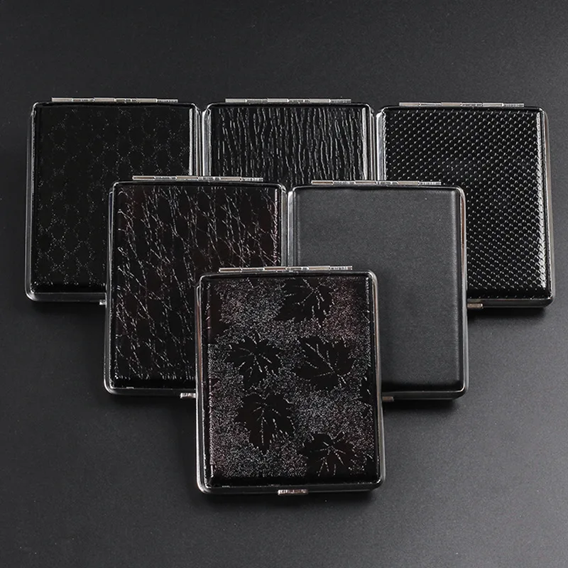 20pcs Leather Cigarette Box Cigar Case Men 100mm Hand Cigarette Small Cigar Smoking Case Portable Metal Case Smoking Accessories