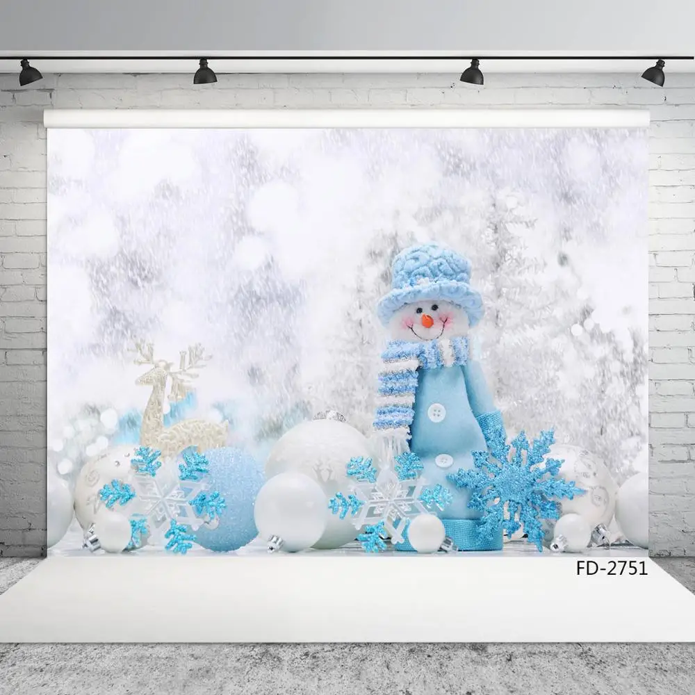 

Snowman Christmas Elk Snowflake Photography Backdrops Vinyl Cloth Photo Studio Background for Children Baby Photo Shootings