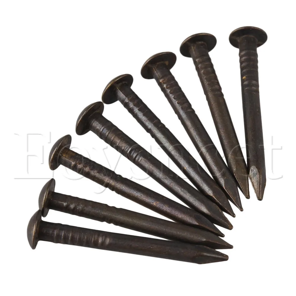 2.2x0.2cm Round Head Antique Pure Copper Wood Screw Nail Set of 50 Black