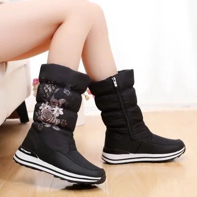 Mid-calf Snow Boots Women Waterproof Winter Shoes Platform Rubber Boots Plush FemaleS hoes Ladies Wedge Fur Botas Mujer Invierno