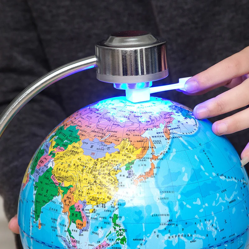 8 Inch Electronic Magnetic Levitation Floating Globe World Map with LED Lights for Boyfriend Christmas Gift Home Decoration