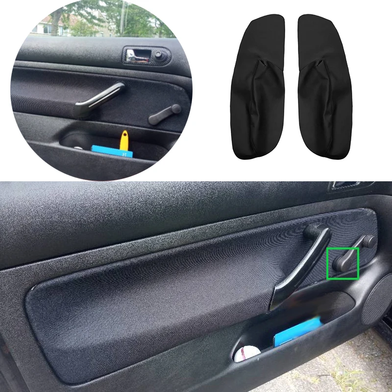 ONLY 3 Doors Car Microfiber Leather Front Door Armrest Panel Cover Trim For VW Golf 4 MK4 1998 - 2005 Manual Control Window