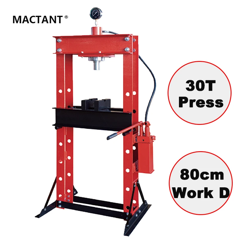 30 Ton Hydraulic Shop Floor Press With Gauge Manual Process Max Working Distance 800mm On Sales