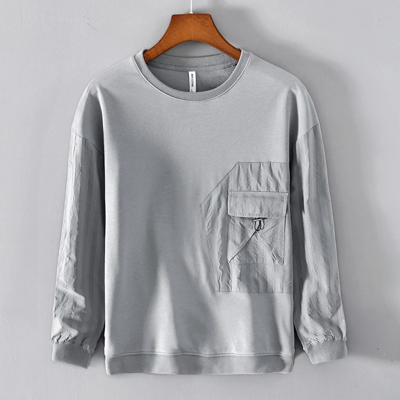 

New design long-sleeved casual gray cotton sweatshirts men brand fashion patchwork round neck sweatshirt for men tops sudaderas