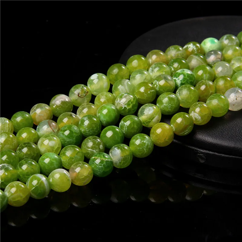 Natural Stone Beads Green Fire Dragon Veins Agates Loose Beads For Jewelry Making DIY Ear Studs Bracelet Accessories 6/8/10mm