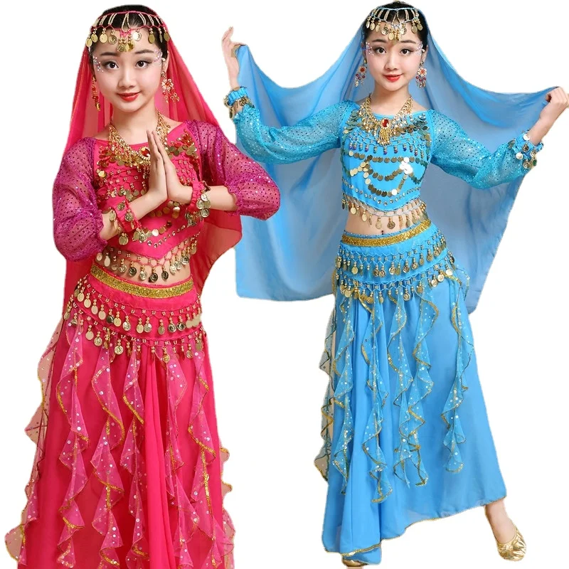 Belly Dance Dancer Clothes Bollywood Indian Dance Costumes for Kids Child Sexy Belly Dance Clothing Oriental Dance for Stage