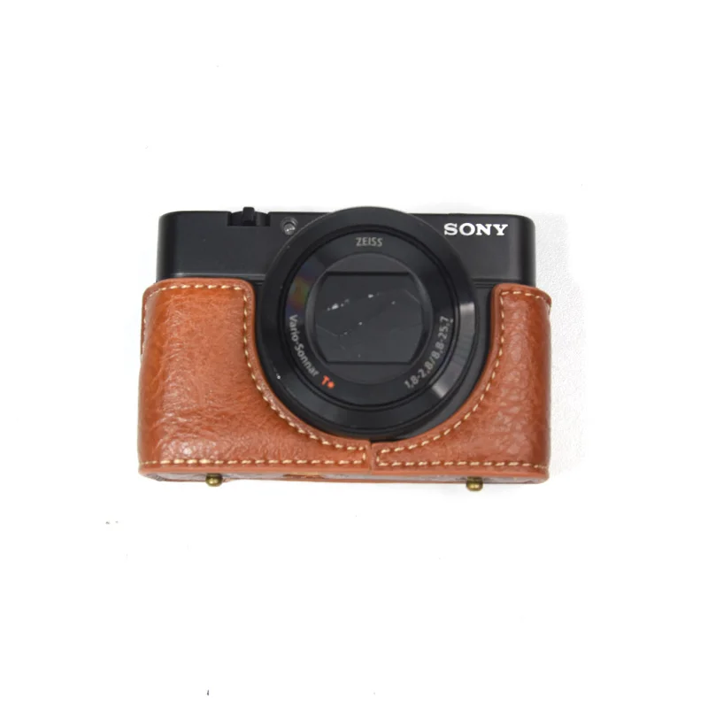 U Leather Camera Case For Sony RX100 RX100 II III RX100 IV V RX100 VI camera Bag Cover with strap