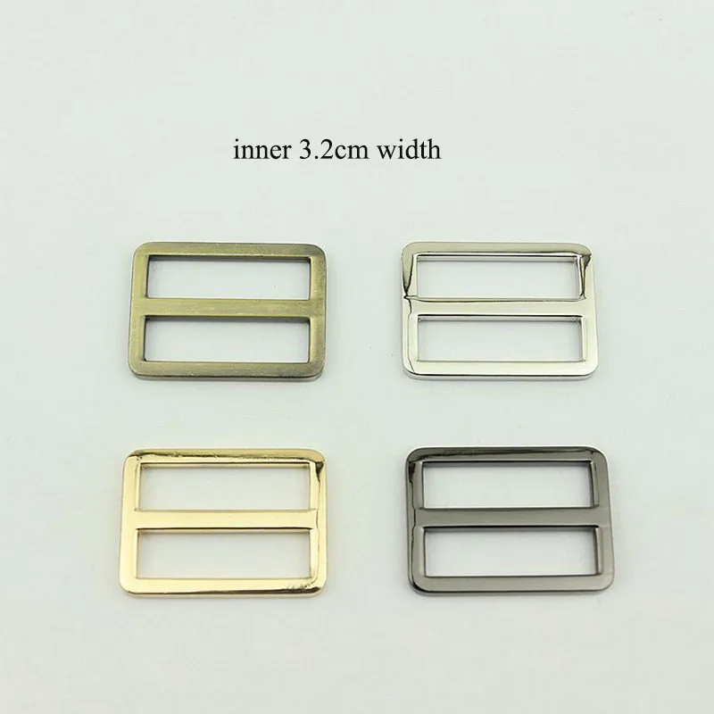 

20pc 32mm Bag Strap Webbing Adjust Slide Buckles Metal Tri-Gilde Hook Clasp DIY Clothes Belt Square Ring Slider Bags Accessories