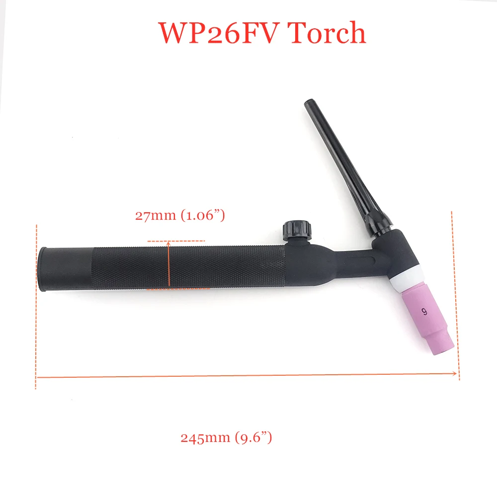 WP26-FV TIG Torch GTAW Gas Tungsten Arc Welding Torch WP26 Argon Air Cooled WP-26 Flexible Neck Gas Valve TIG Welding Torch